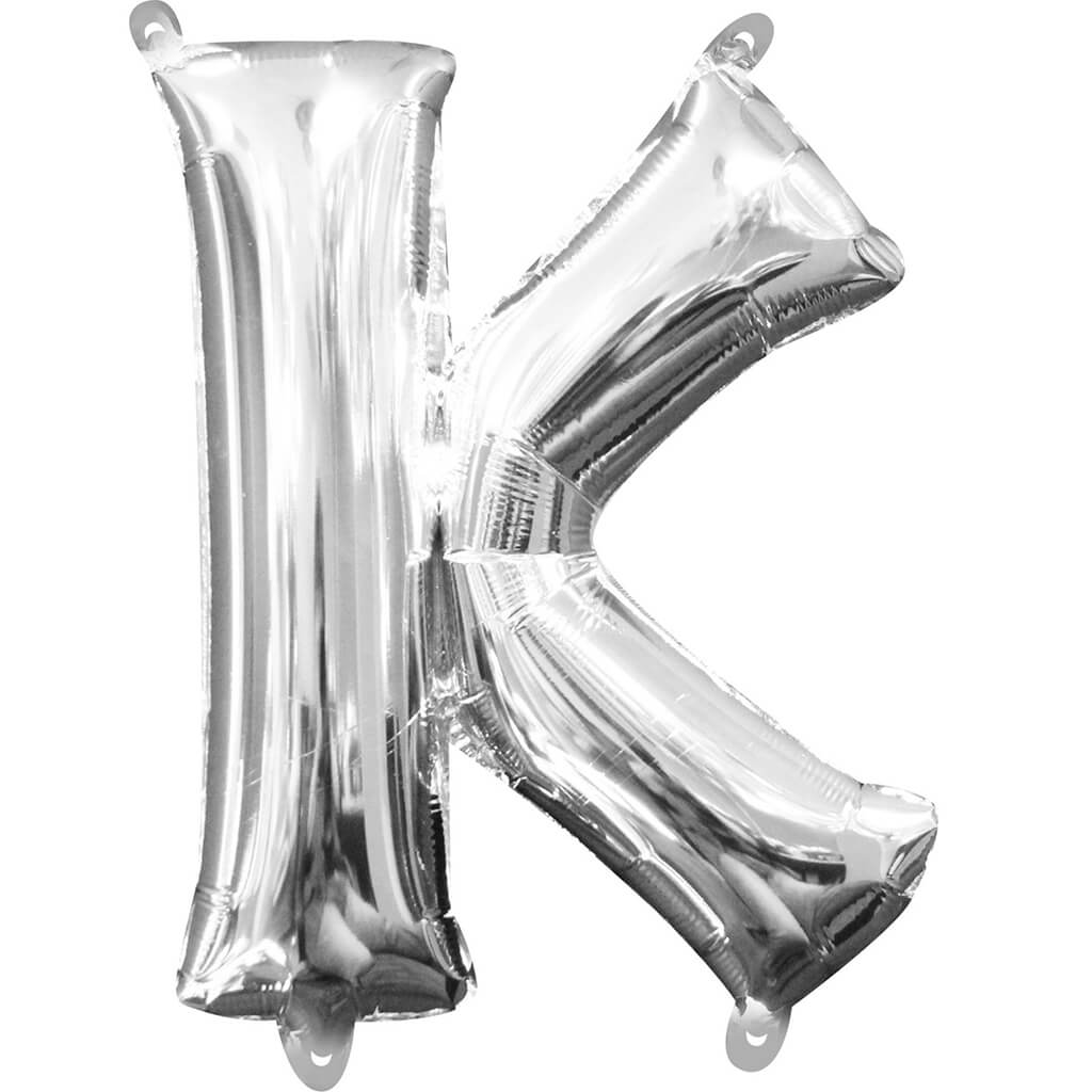 Silver letter K Foil Balloon, 16in