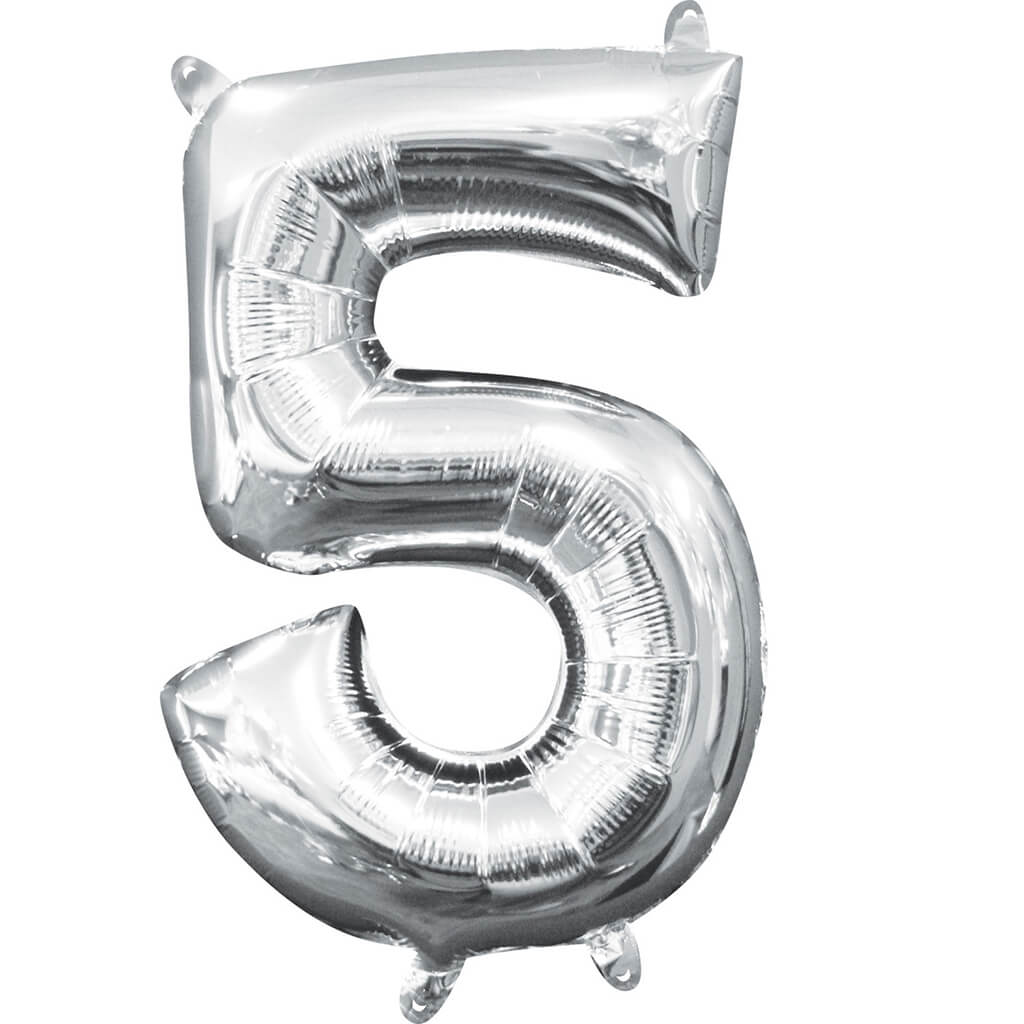 Number 5 Silver Foil Balloon, 16in