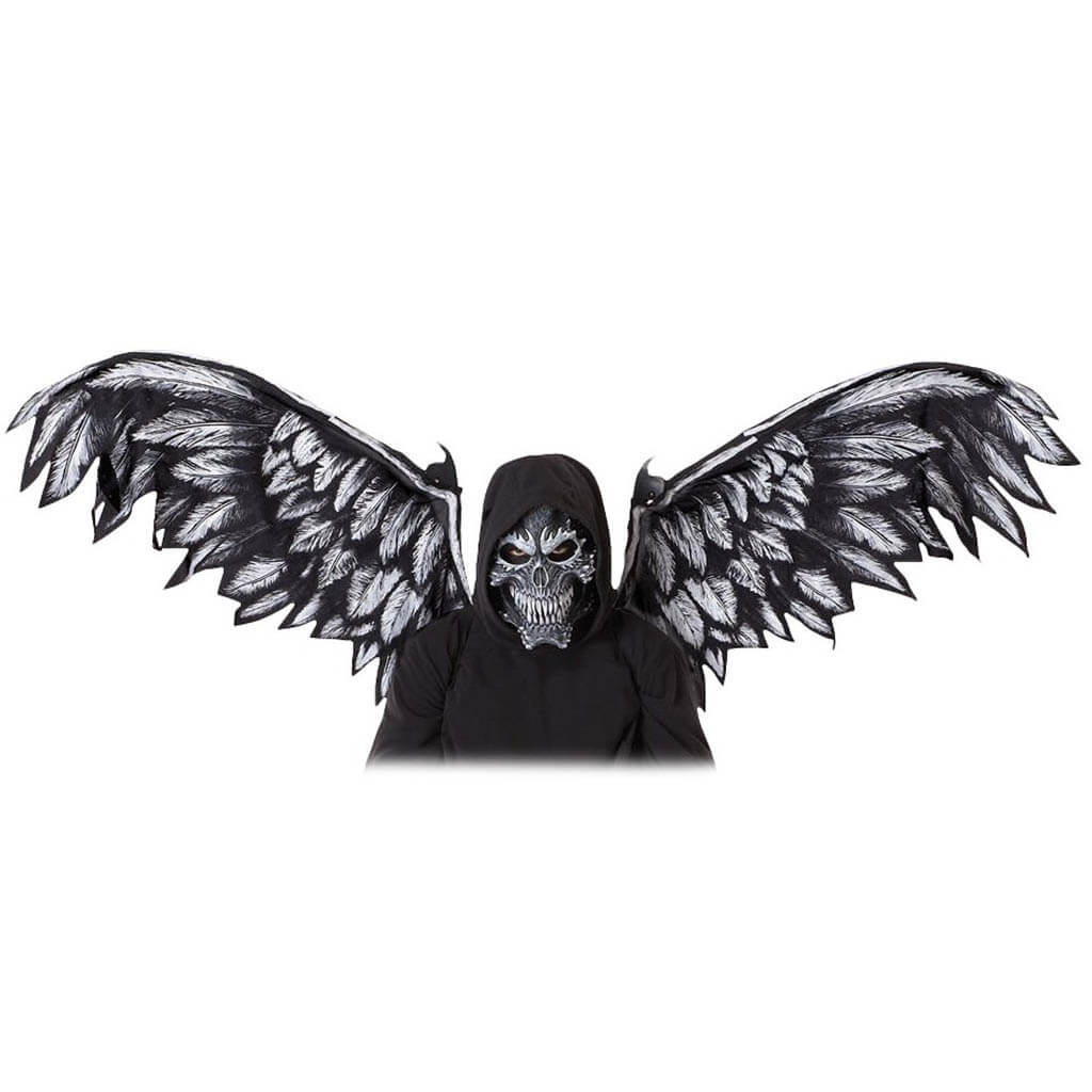 Black Fallen Angel Mask and Wings Costume