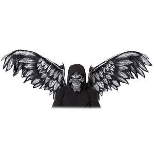 Black Fallen Angel Mask and Wings Costume