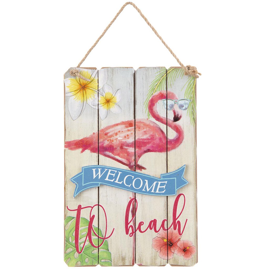 Flamingo Wall Sign, Welcome To Beach