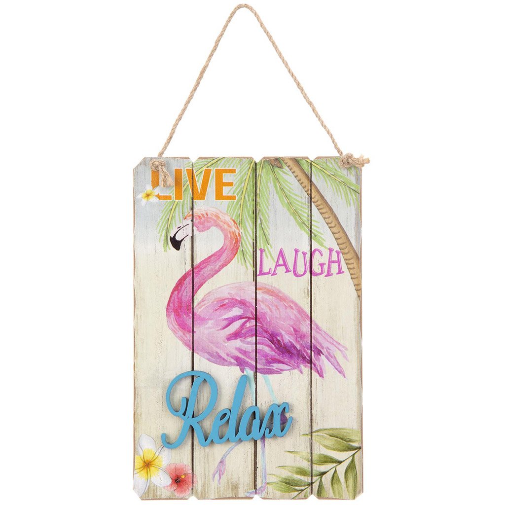 Flamingo Wall Sign, Live, Laugh, Relax