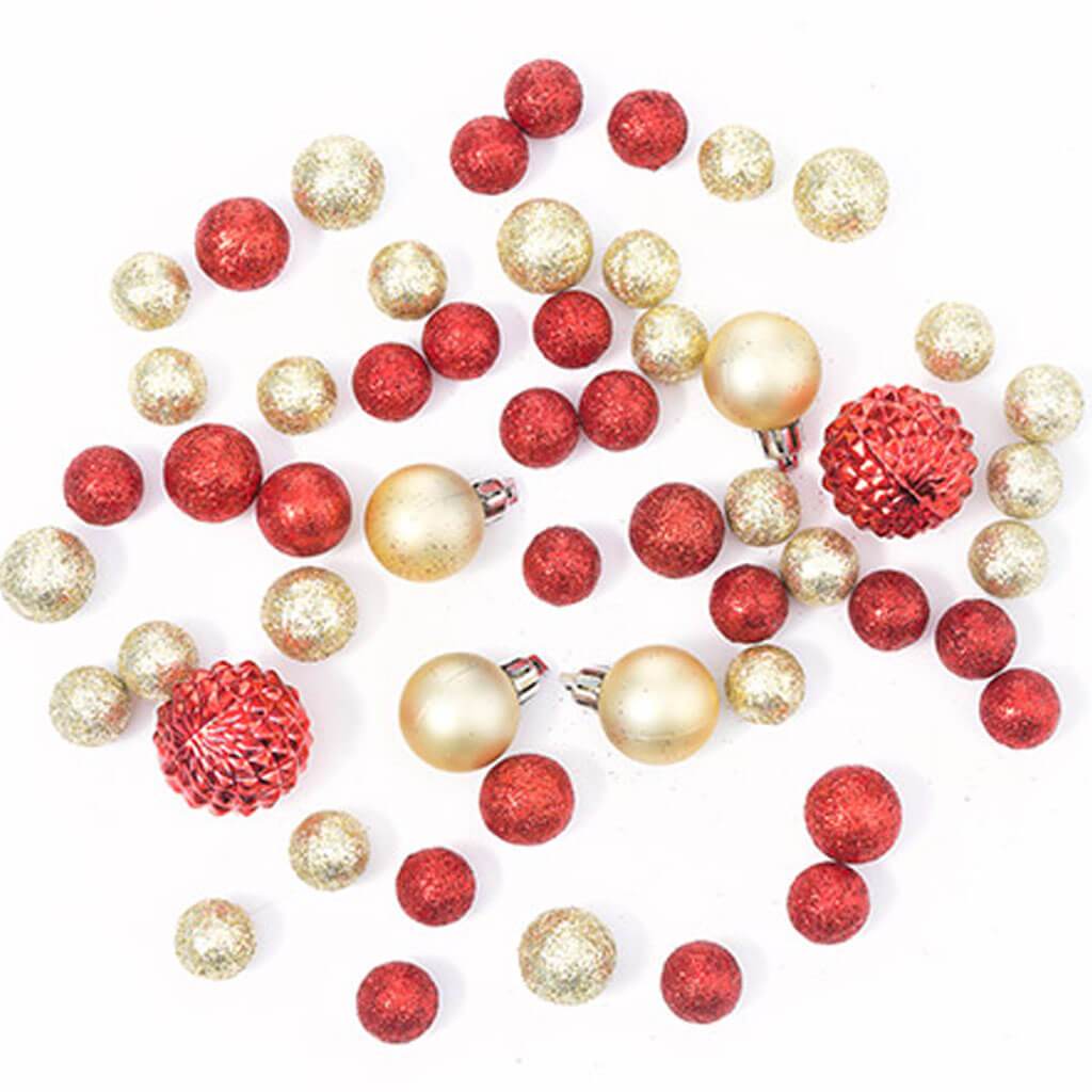 Floral Filler Balls Red Gold 54pcs