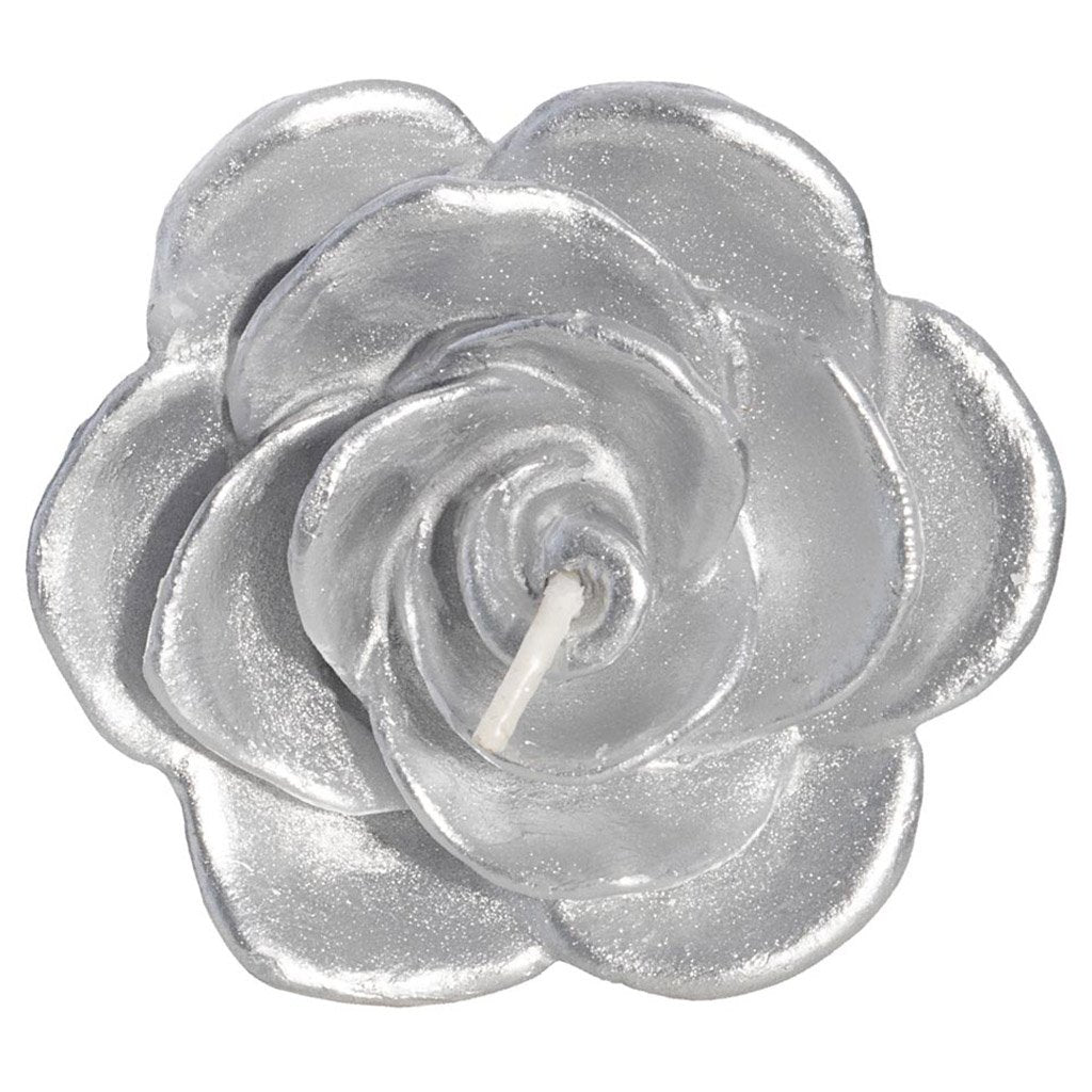 Floating Rose Candle Silver