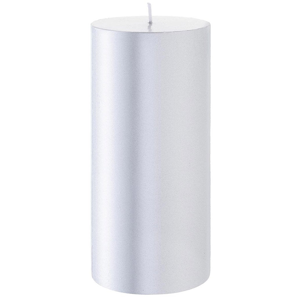 Candle Pillar Silver, 2.75in X 6in