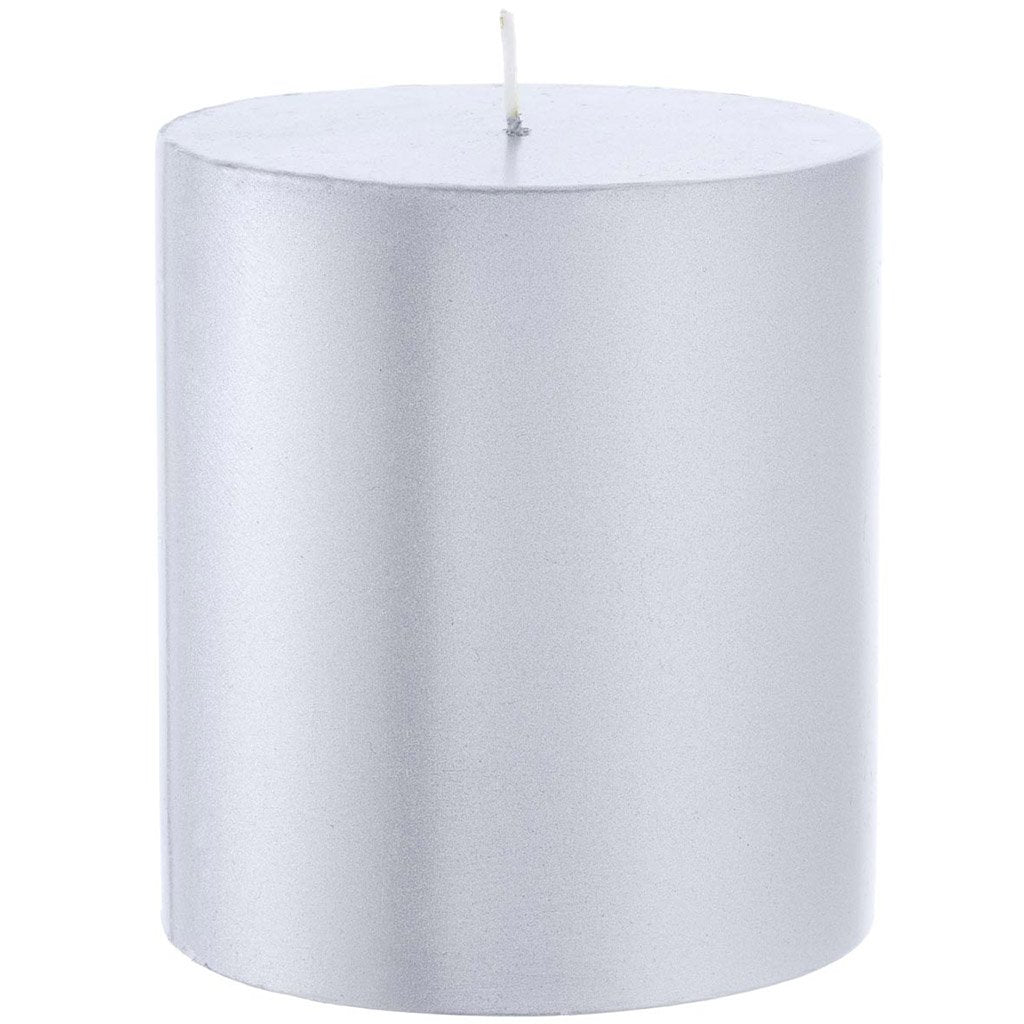 Candle Pillar Silver, 2.75in X 3in