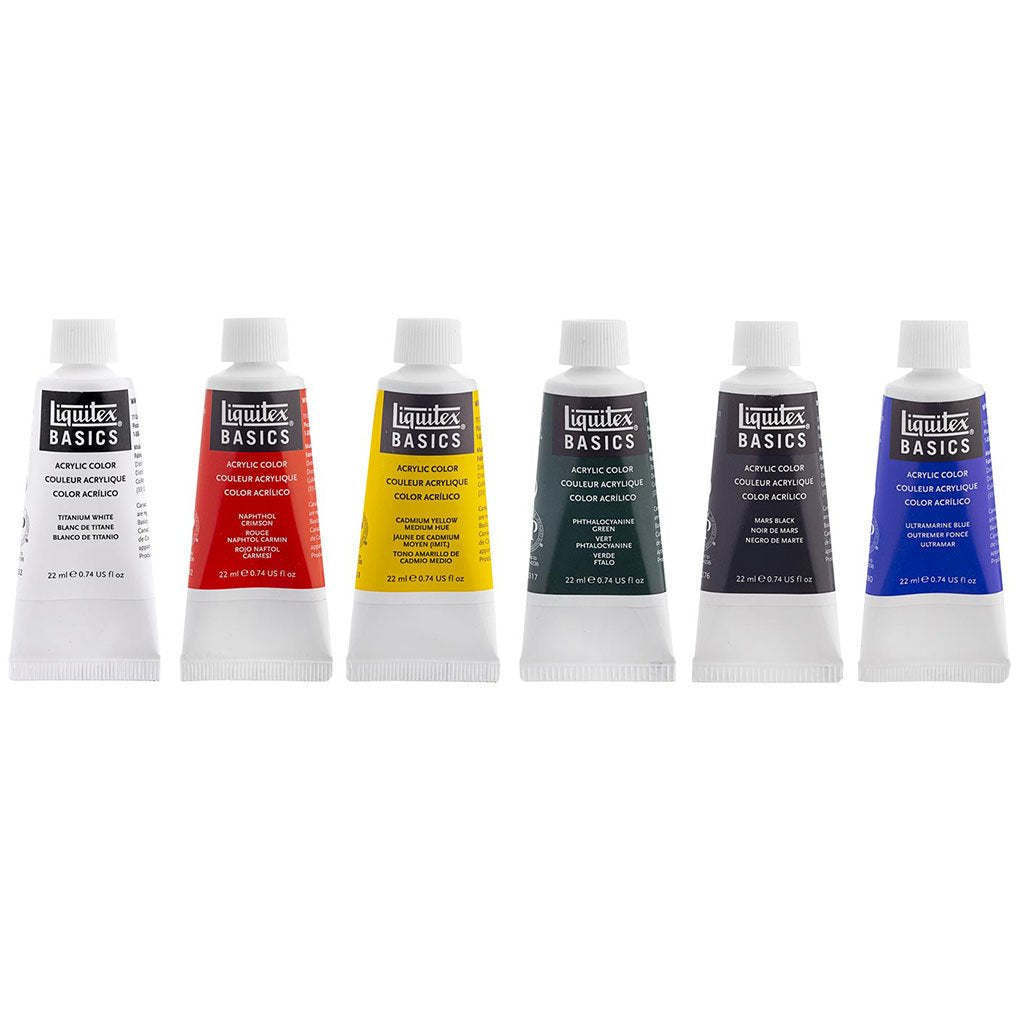 Acrylic Paint Tubes Set Basics 6 Colors 22ml