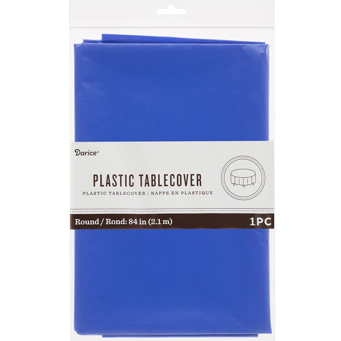 Plastic Round Tablecover True Blue 84in