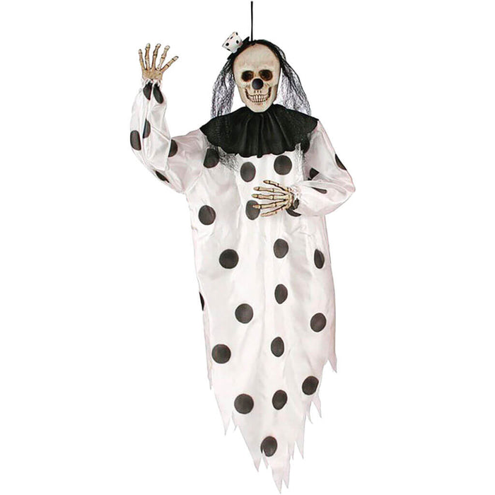 Hanging Skeleton Clown Black & White 36in