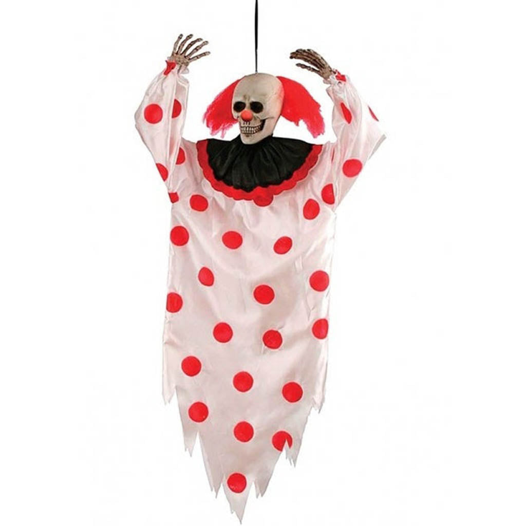 Hanging Skeleton Clown Red &amp; White 36in