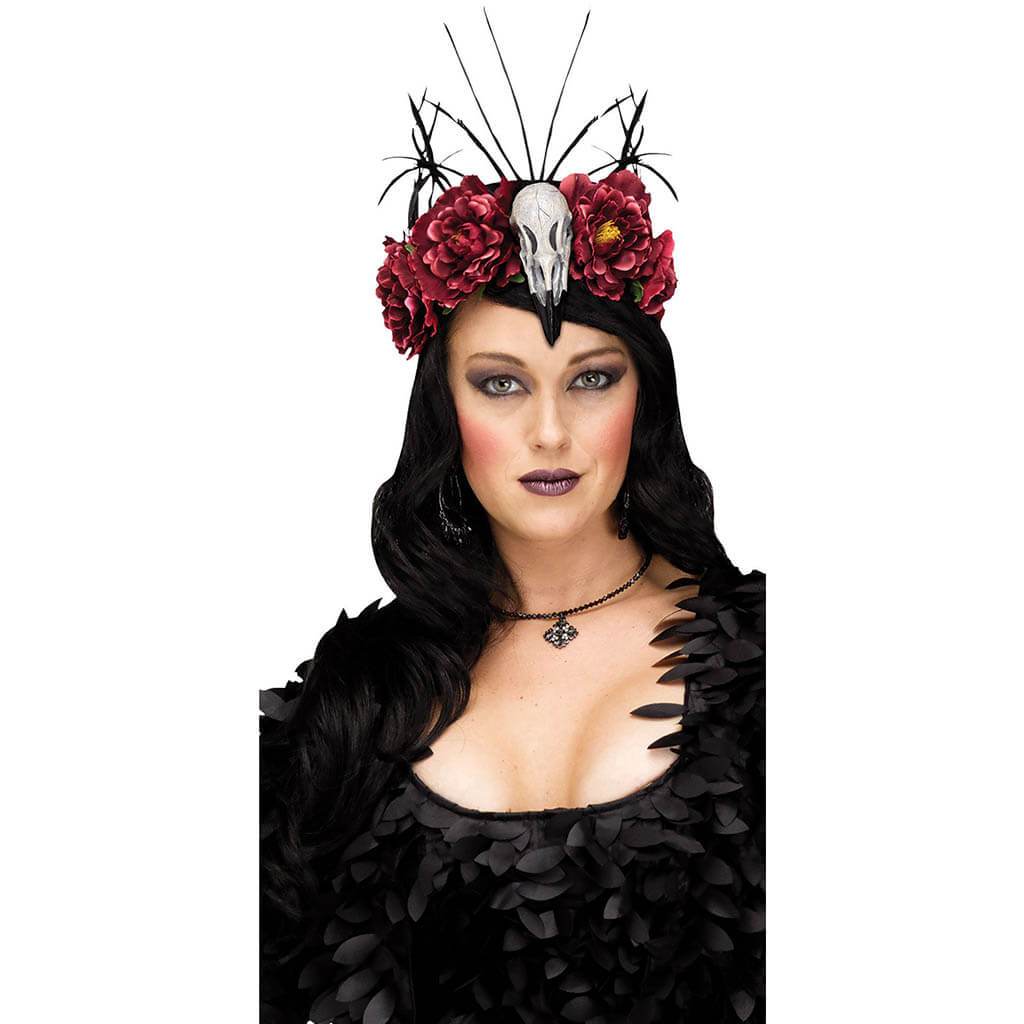 Raven Red Floral Headpiece