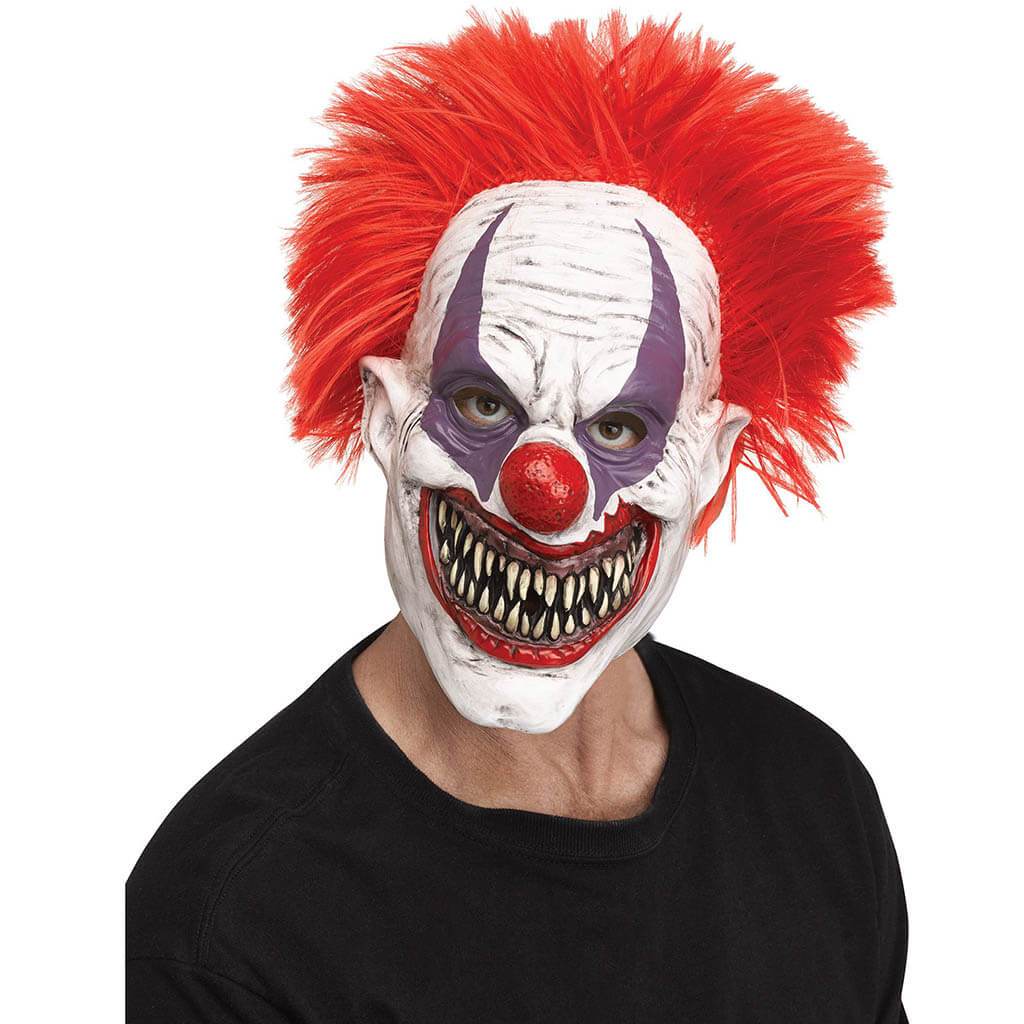 Freak Show Demented Clown Mask with Hair