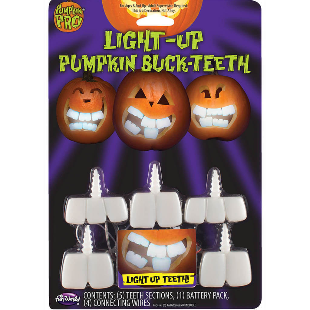 Light Up Pumpkin Teeth - Try Me! Blister Card