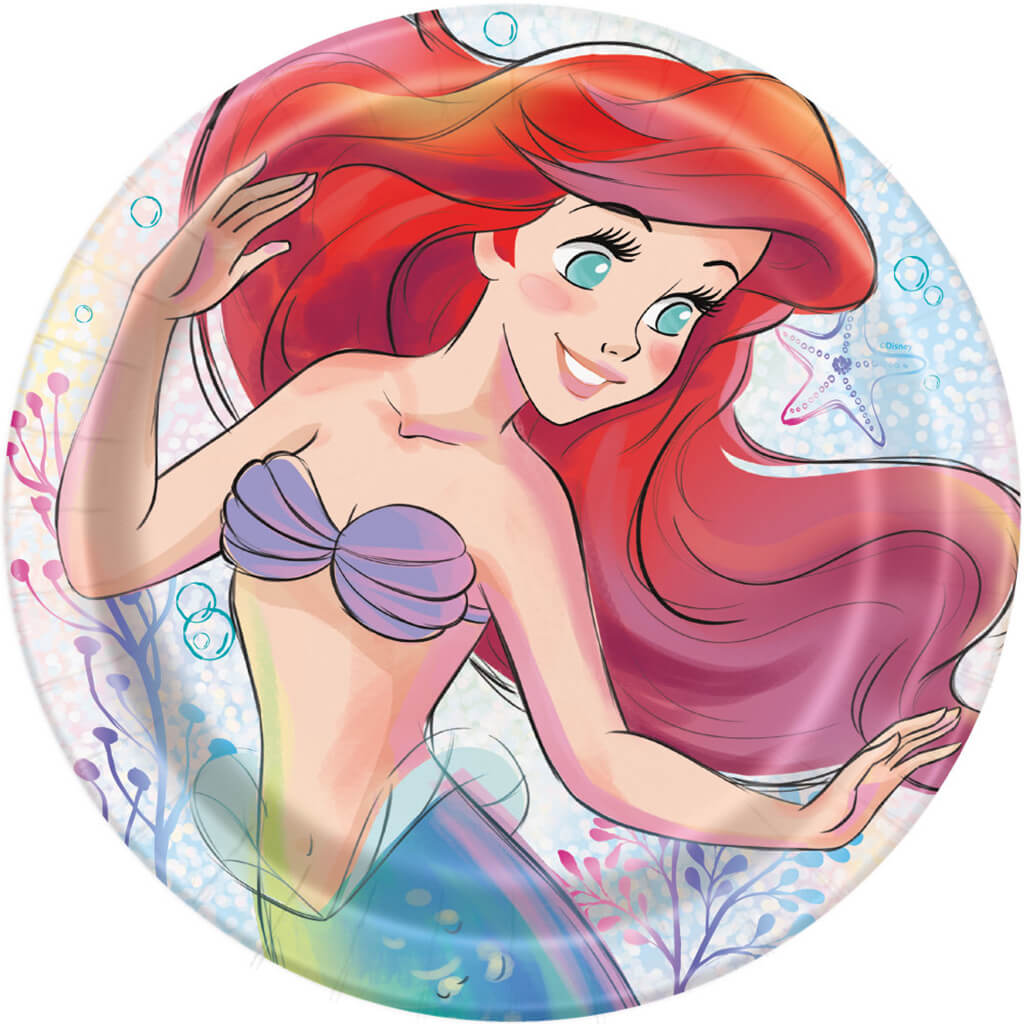 The Little Mermaid Round Dinner Plates 8ct, 9in