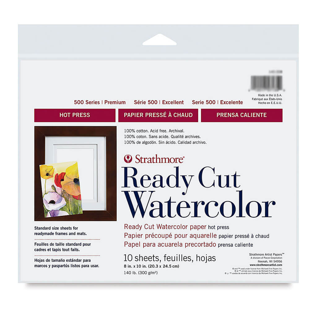 Strathmore Ready Cut Watercolor 10 Sheets 8in x 10in Hot Press
