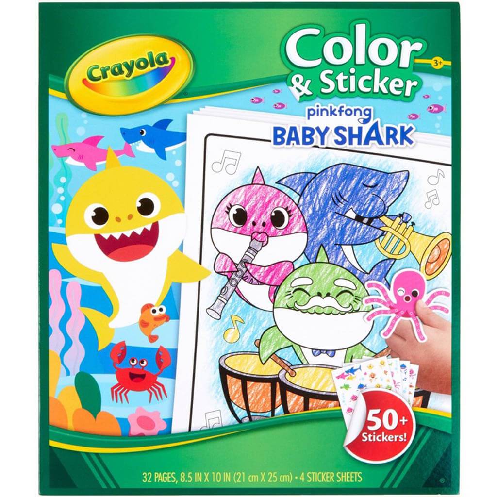 Color N&#39; Sticker Pages Baby Shark