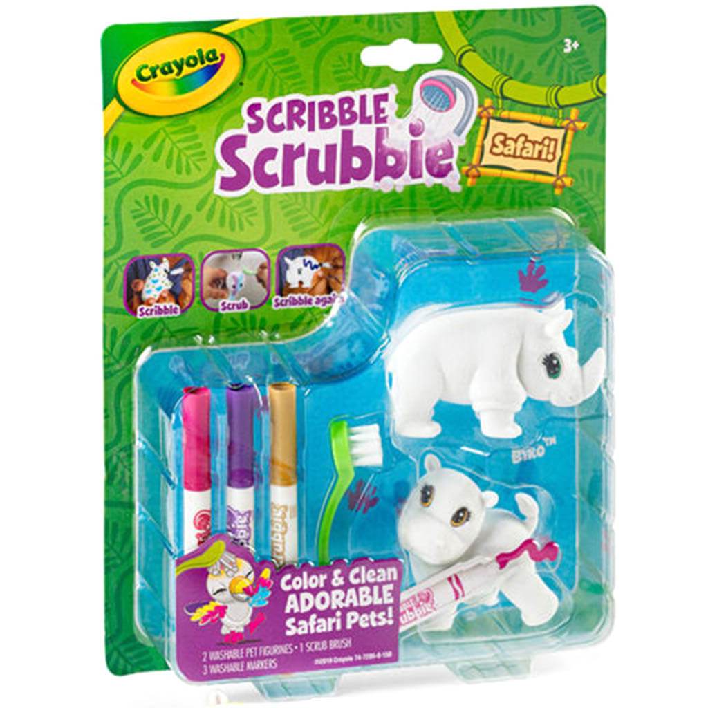 Scribble Scrubbies Safari Pet Pack Rhino Hippo