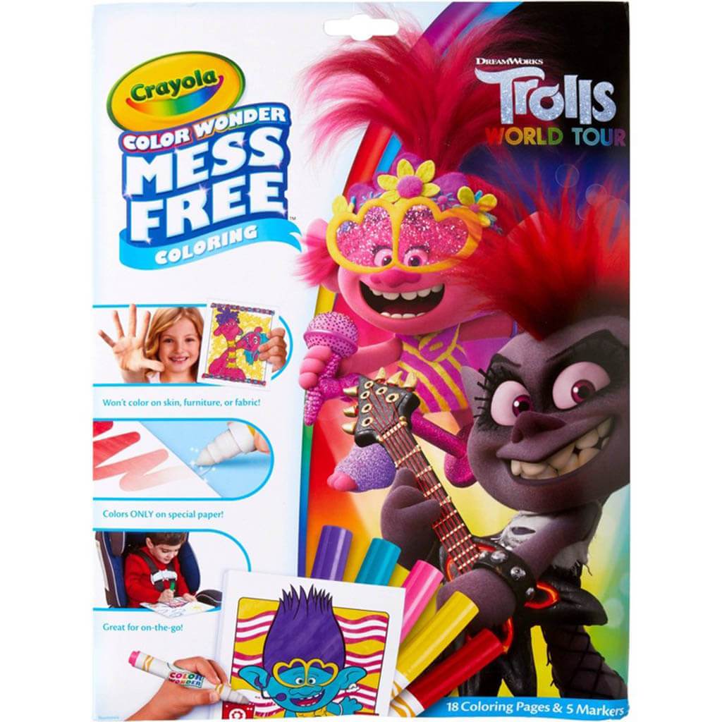 Color Wonder Trolls World Tour Coloring Book & Markers Mess