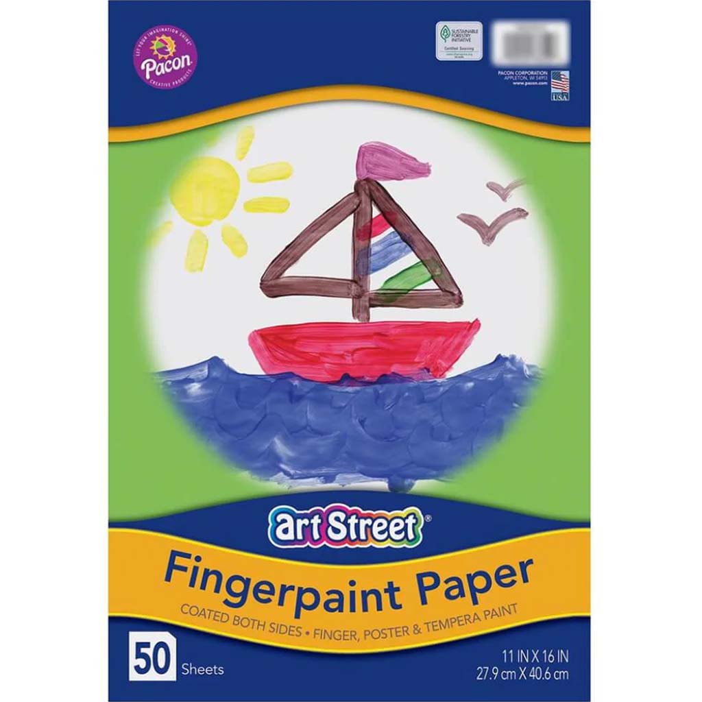 Art Street Fingerpaint Paper 11in x 16in White 50 Sheets