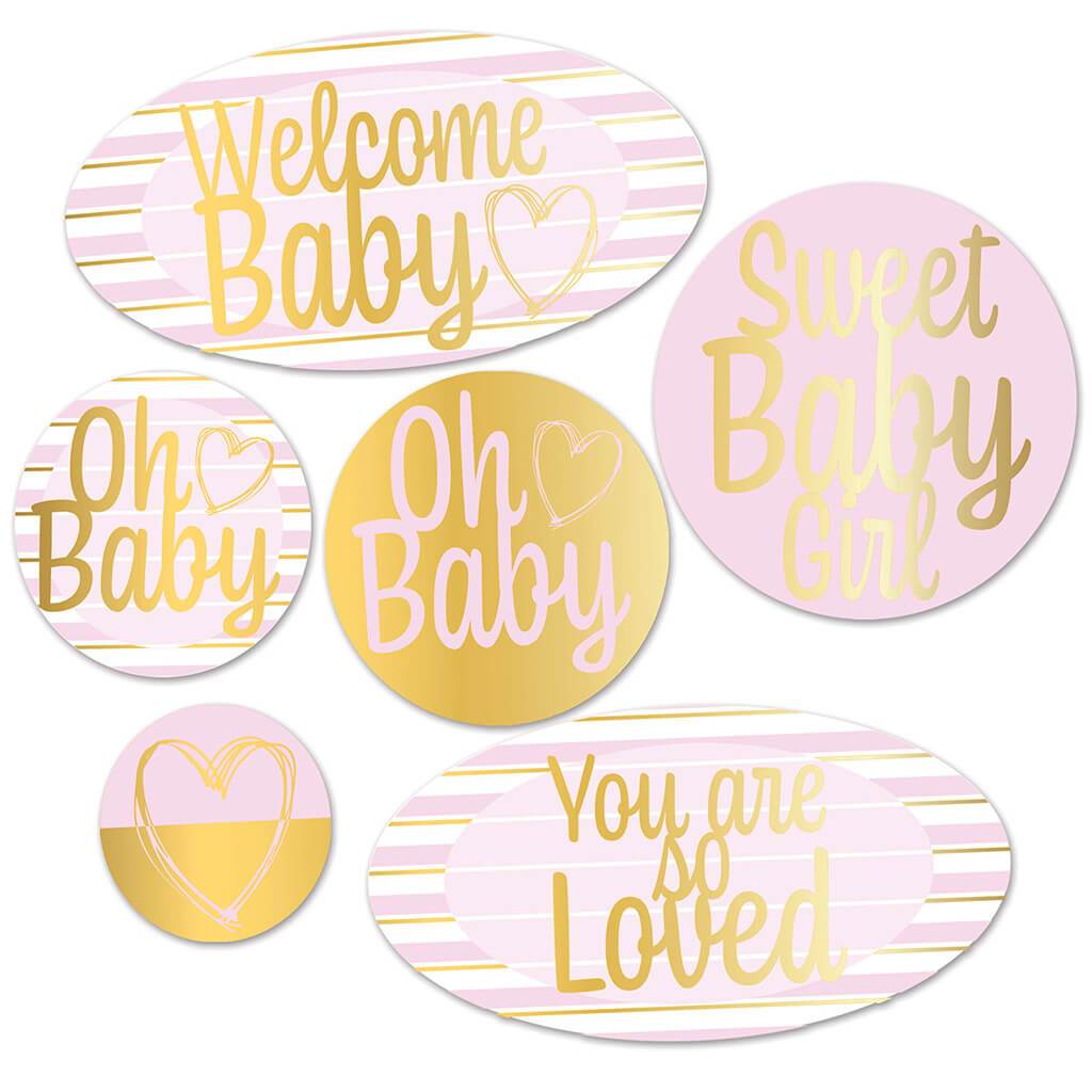 Welcome Baby Girl Foil Cutouts