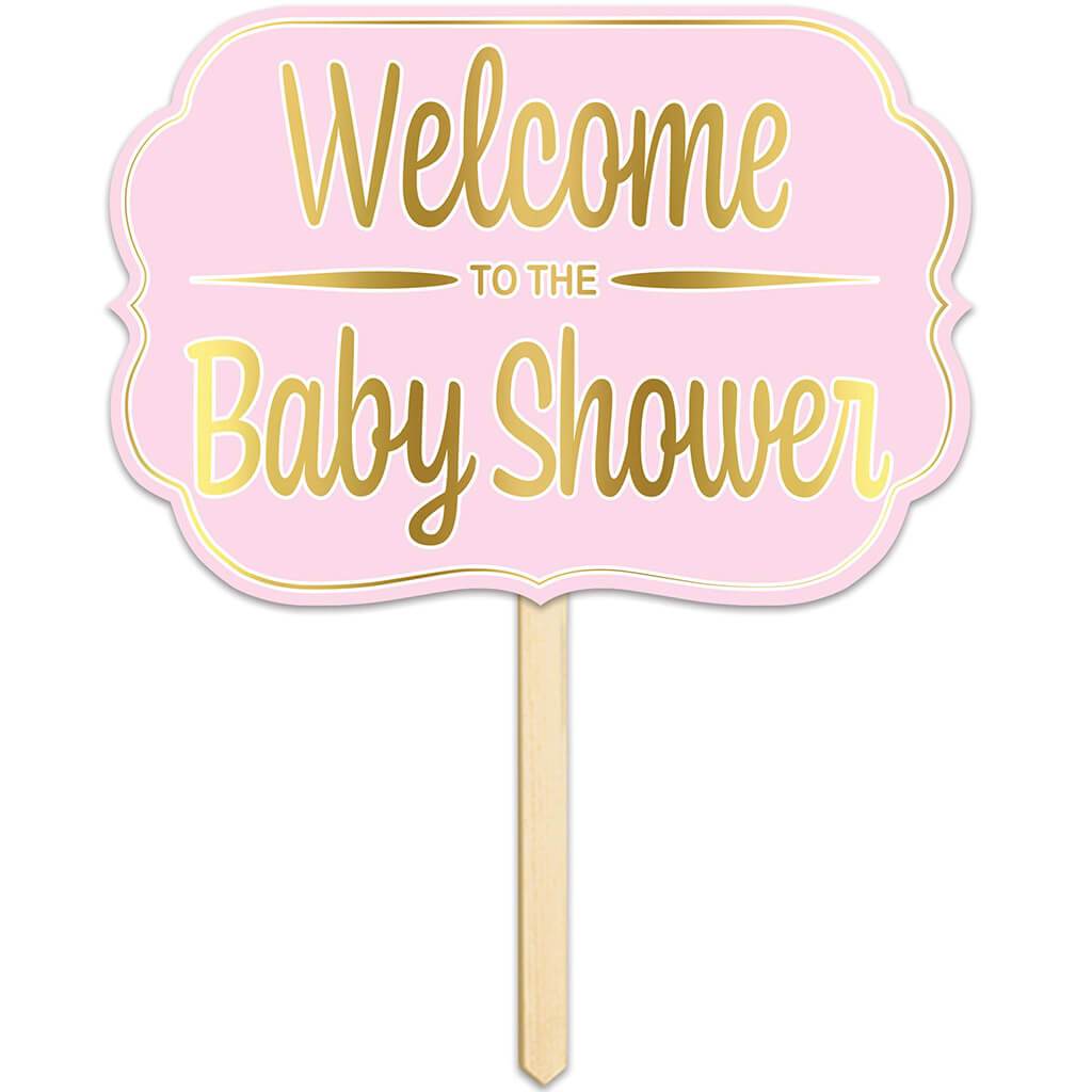 Welcome To the Baby Shower Girl Foil Yard Sign