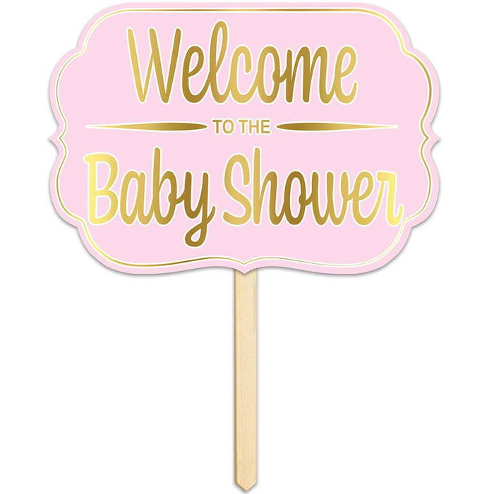Welcome To the Baby Shower Girl Foil Yard Sign