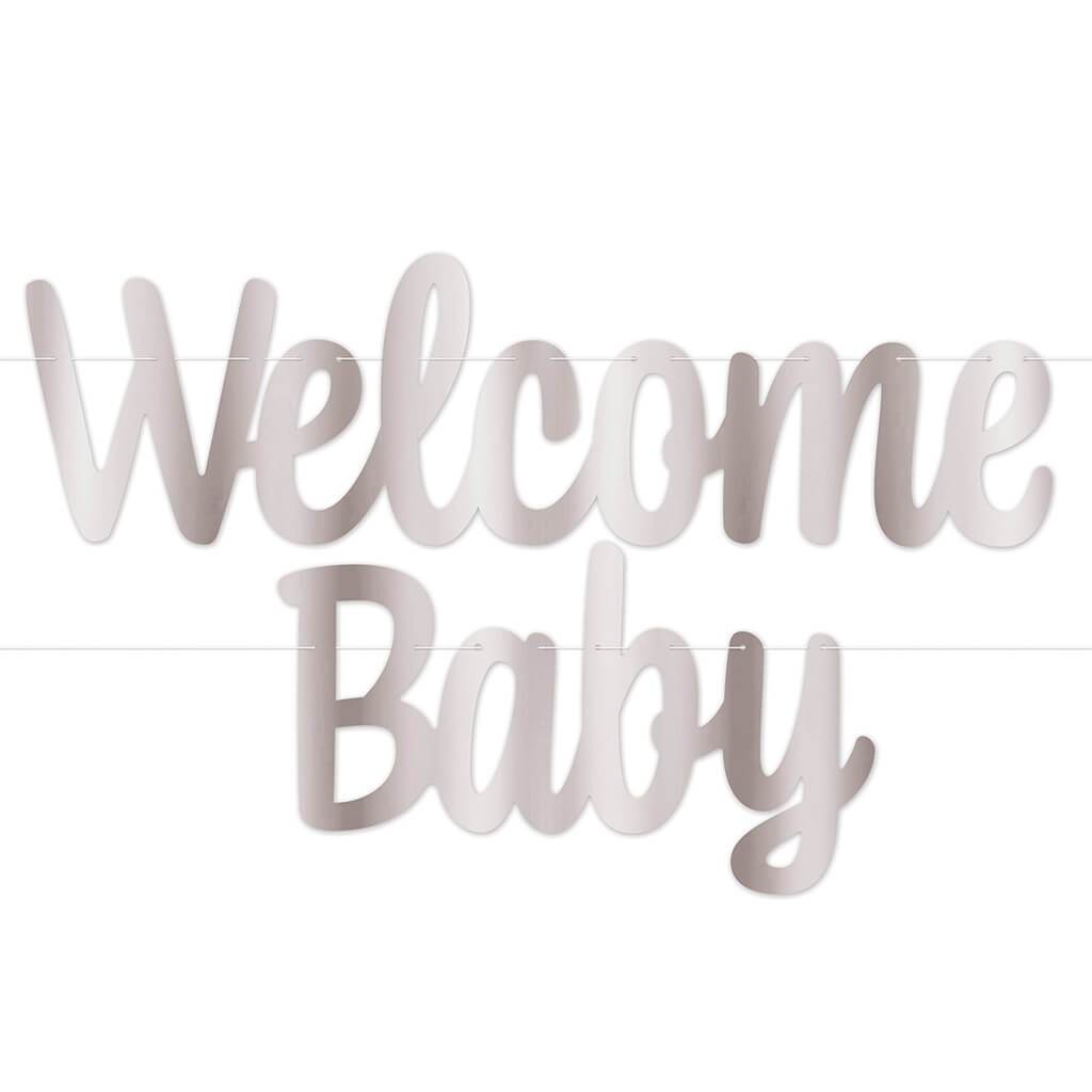 Welcome Baby Silver Foil Streamer