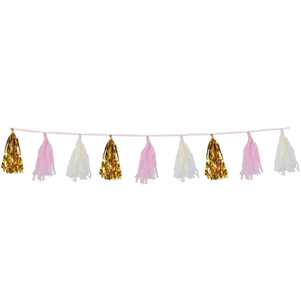 Pink Metallic &amp; Tissue Tassel Garland