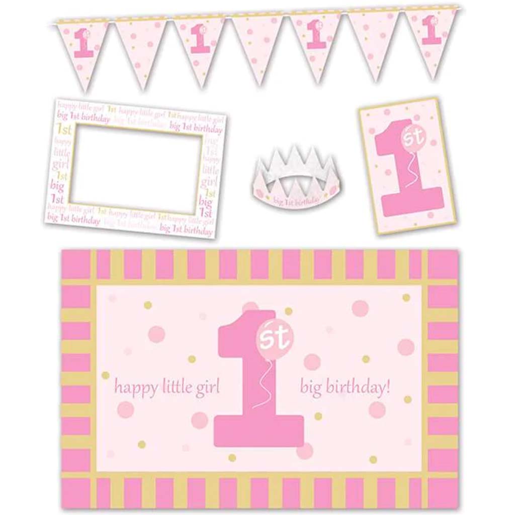 1st Birthday Pink High Chair Decorating Kit