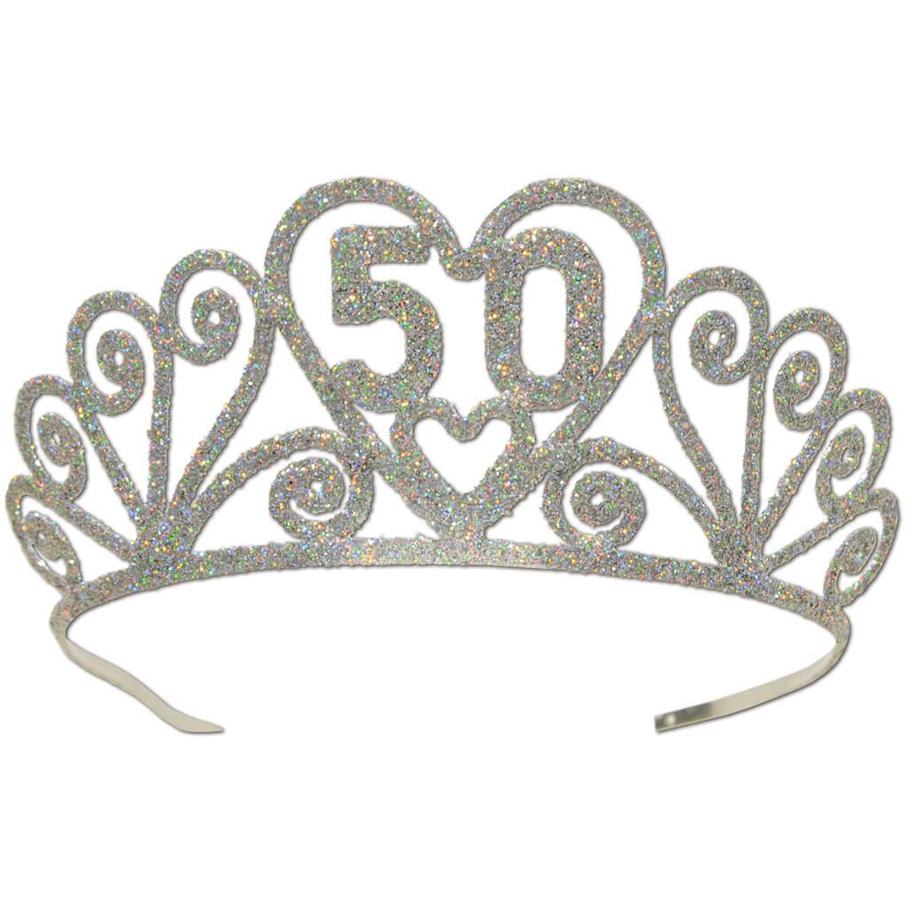 &quot;50&quot; Glittered Metal Tiara