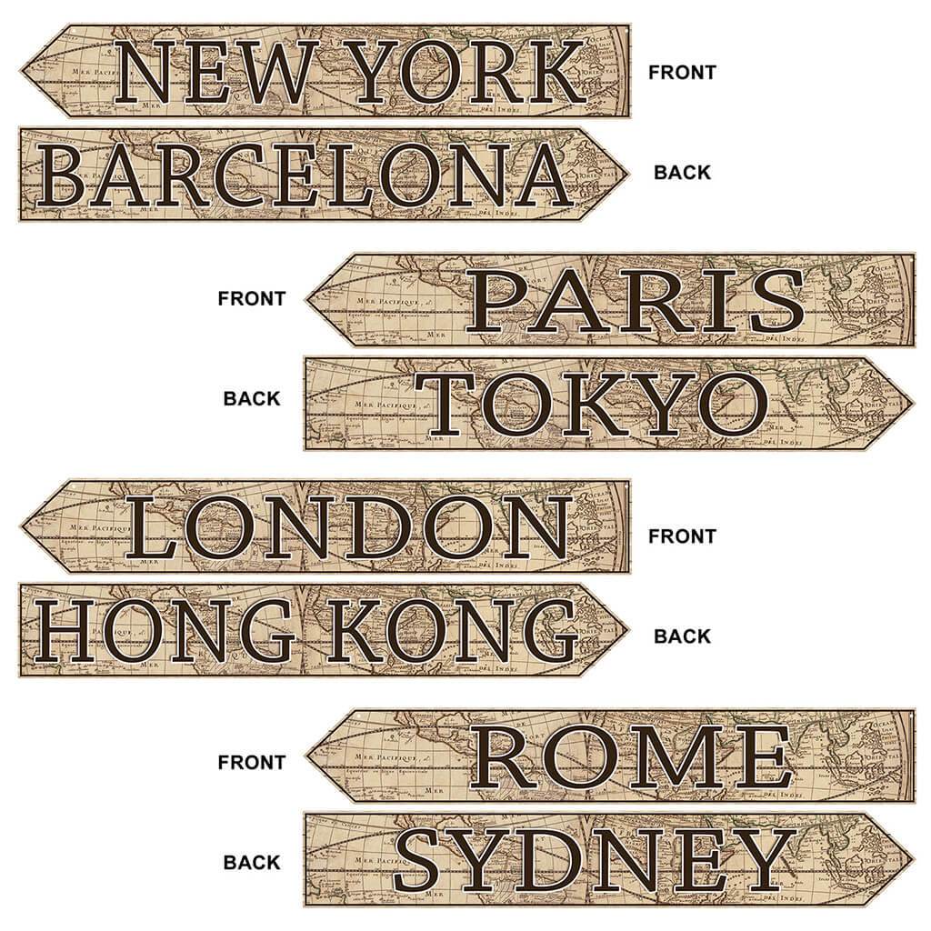 Around The World Street Sign Cutouts