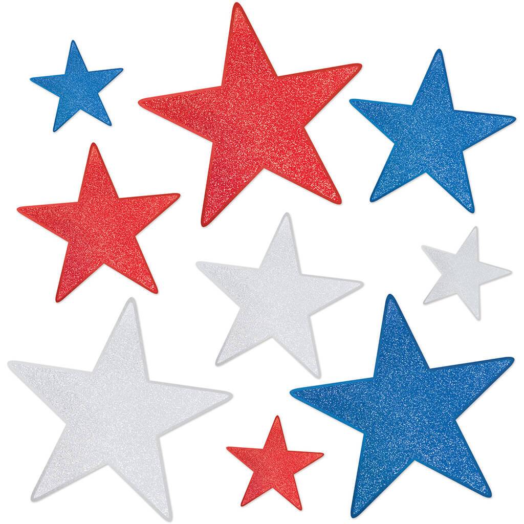 Patriotic Glittered Foil Star Cutouts