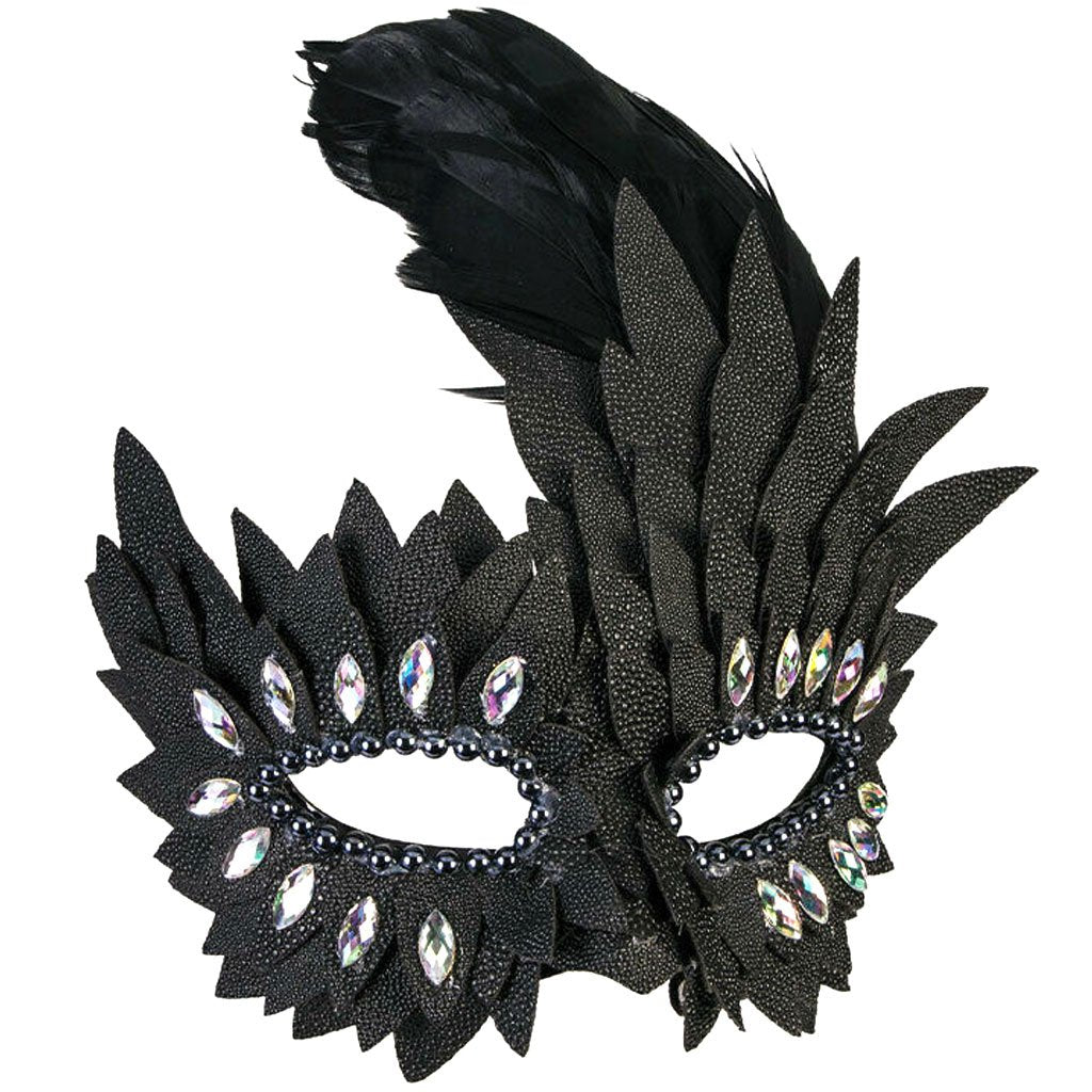 Bird Jewel Masquerade Mask Black