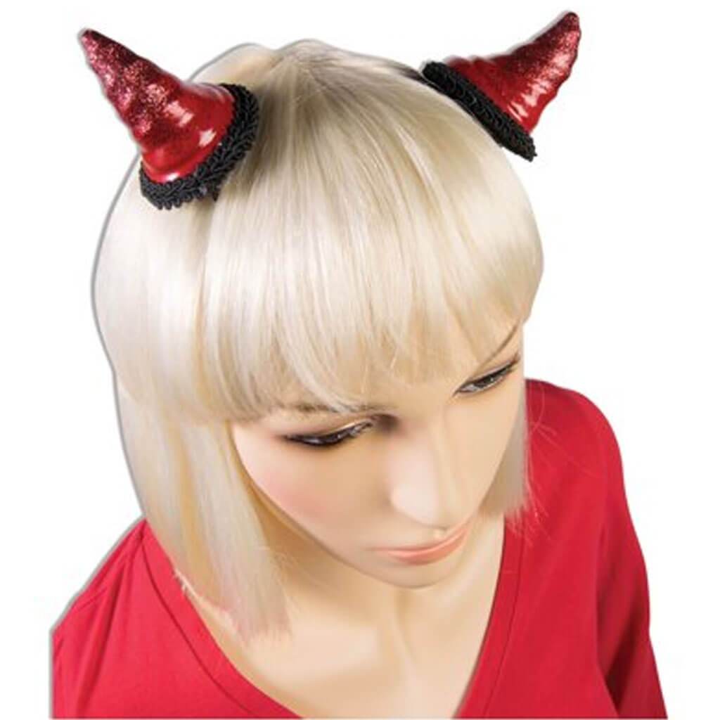 Red Devil Horn Barrette Hair Clips