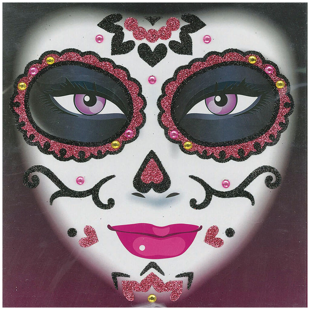 Pink Day of the Dead Glitter Tattoos