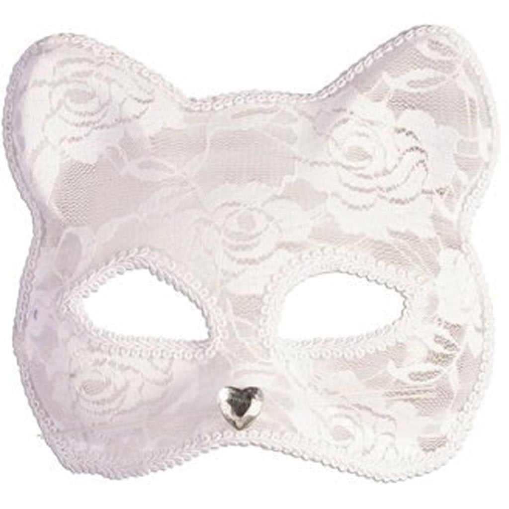 Lace Cat Half Mask White