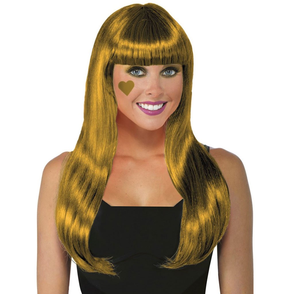 Gold Color Line Long Tinsel Wig