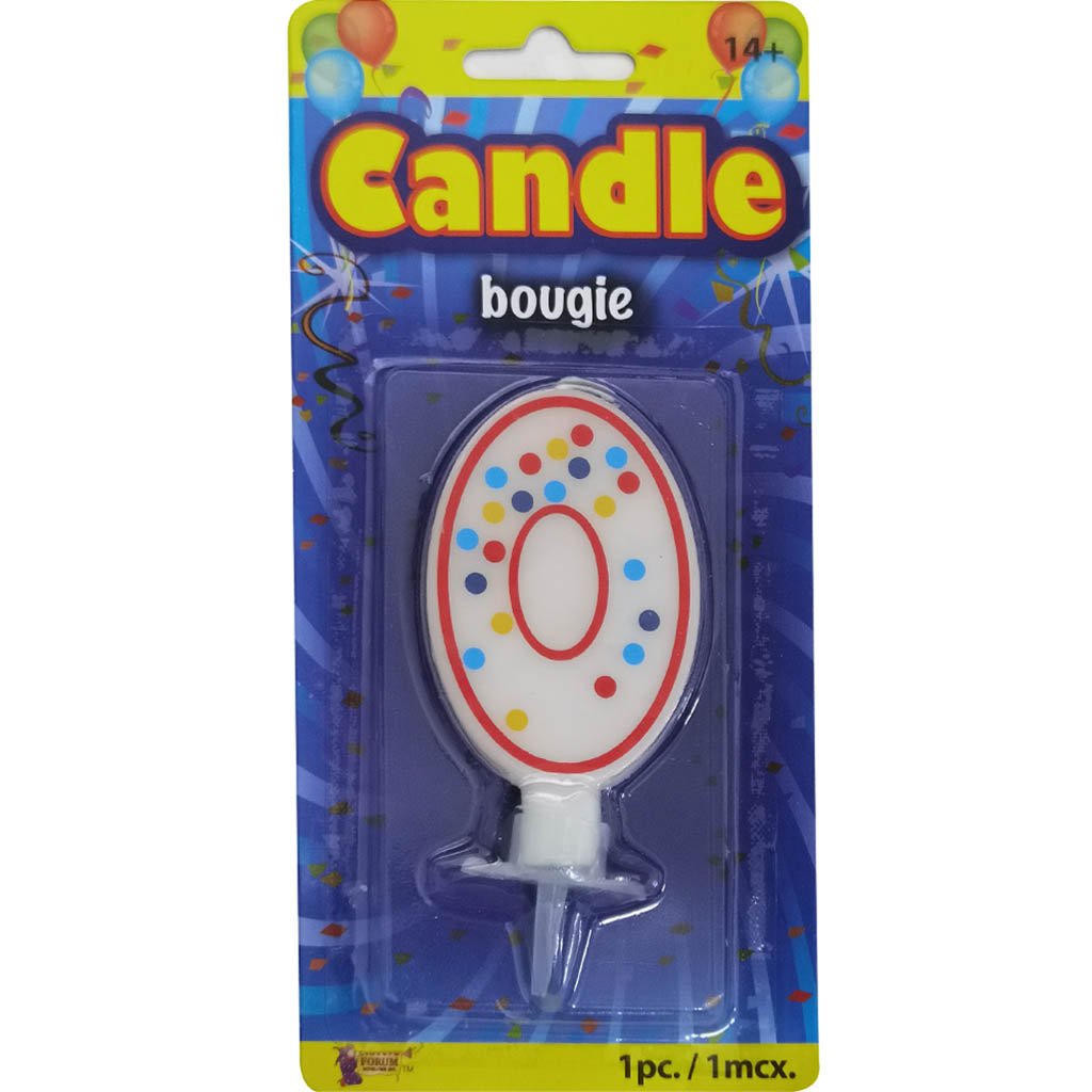 Polka Dot Number Candle 0