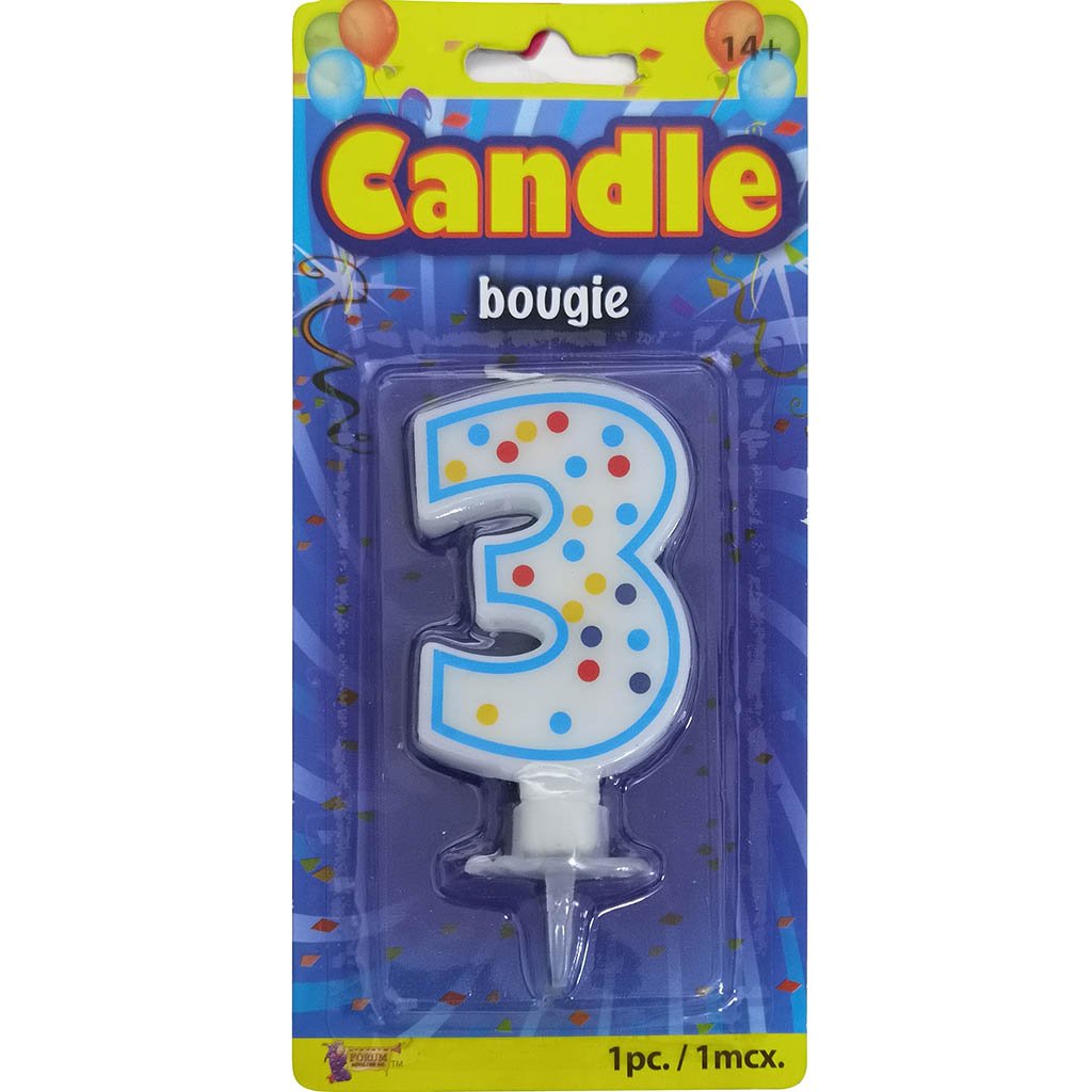 Polka Dot Number Candle 3