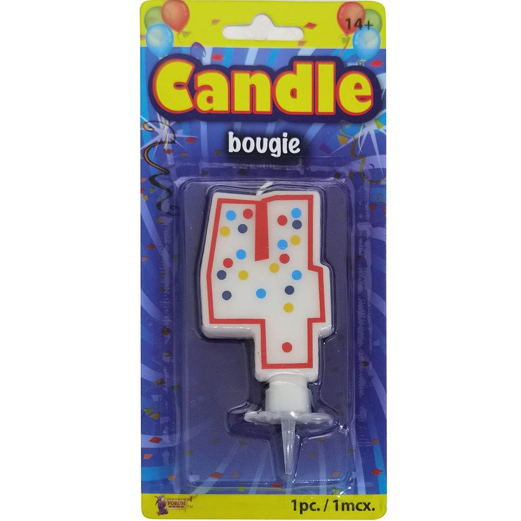 Polka Dot Number Candle 4