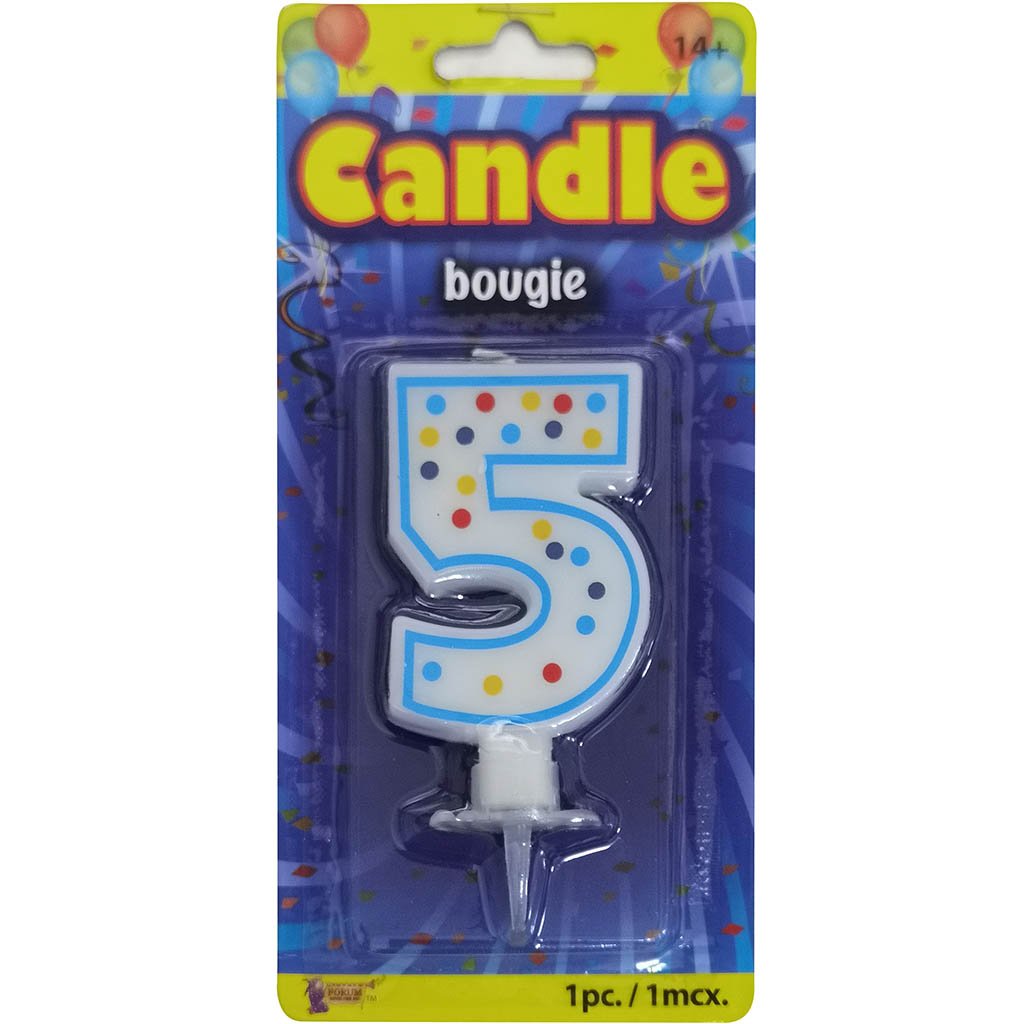 Polka Dot Number Candle 5