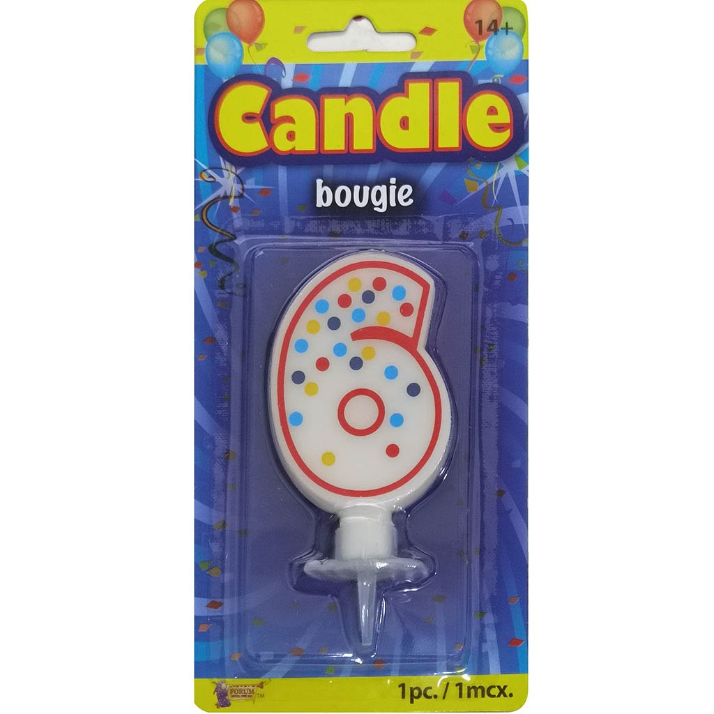 Polka Dot Number Candle 6