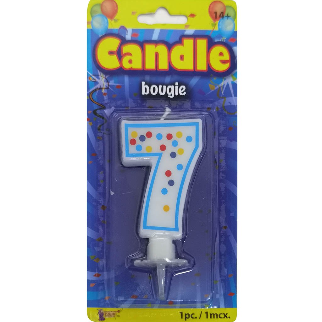 Polka Dot Number Candle 7