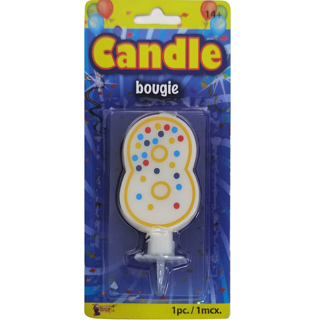 Polka Dot Number Candle 8