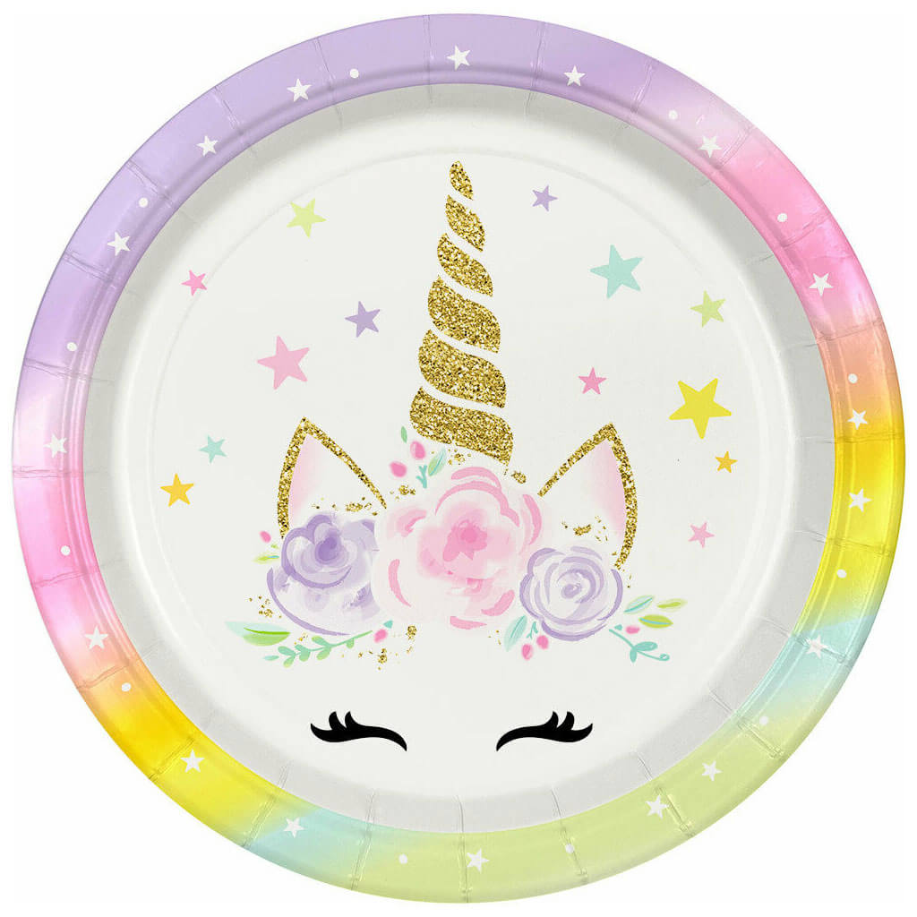 Pastel Unicorn Dinner Plates 9in