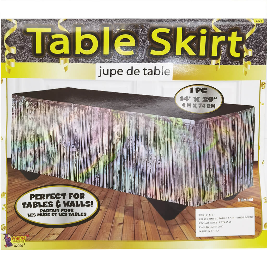 Tinsel Table Skirt Iridescent