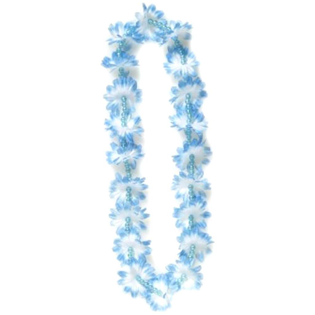 Flower Lei with Beads Light Blue