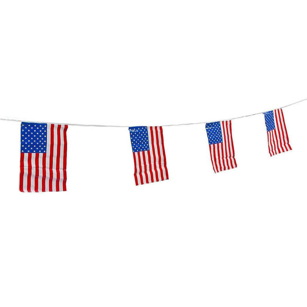 Patriotic American Flags Banner 15ft