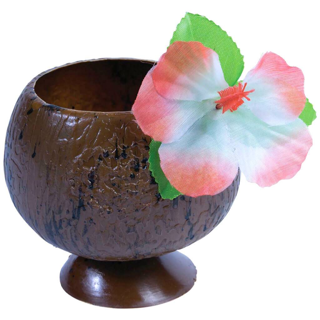 Plastic Coconut with Flower 16oz