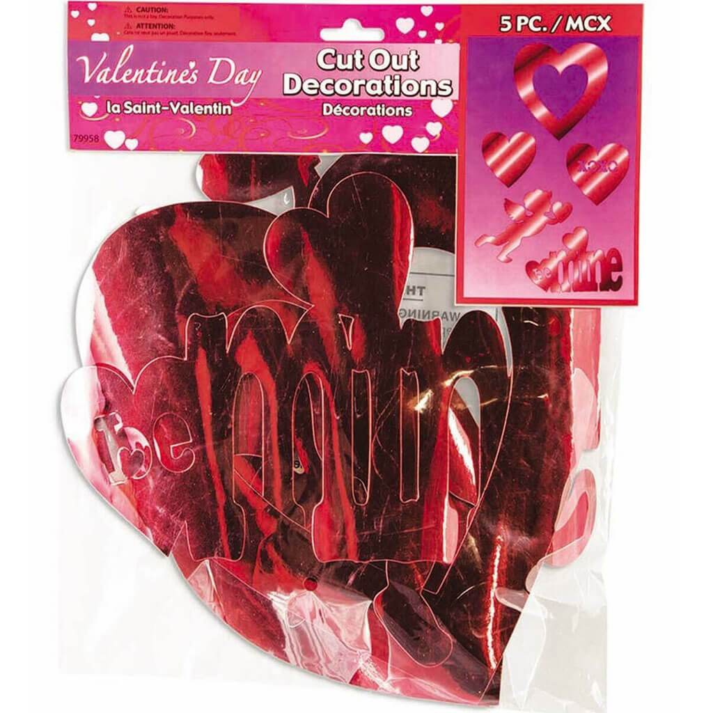 Valentines Day Metallic Red Pink Cutouts